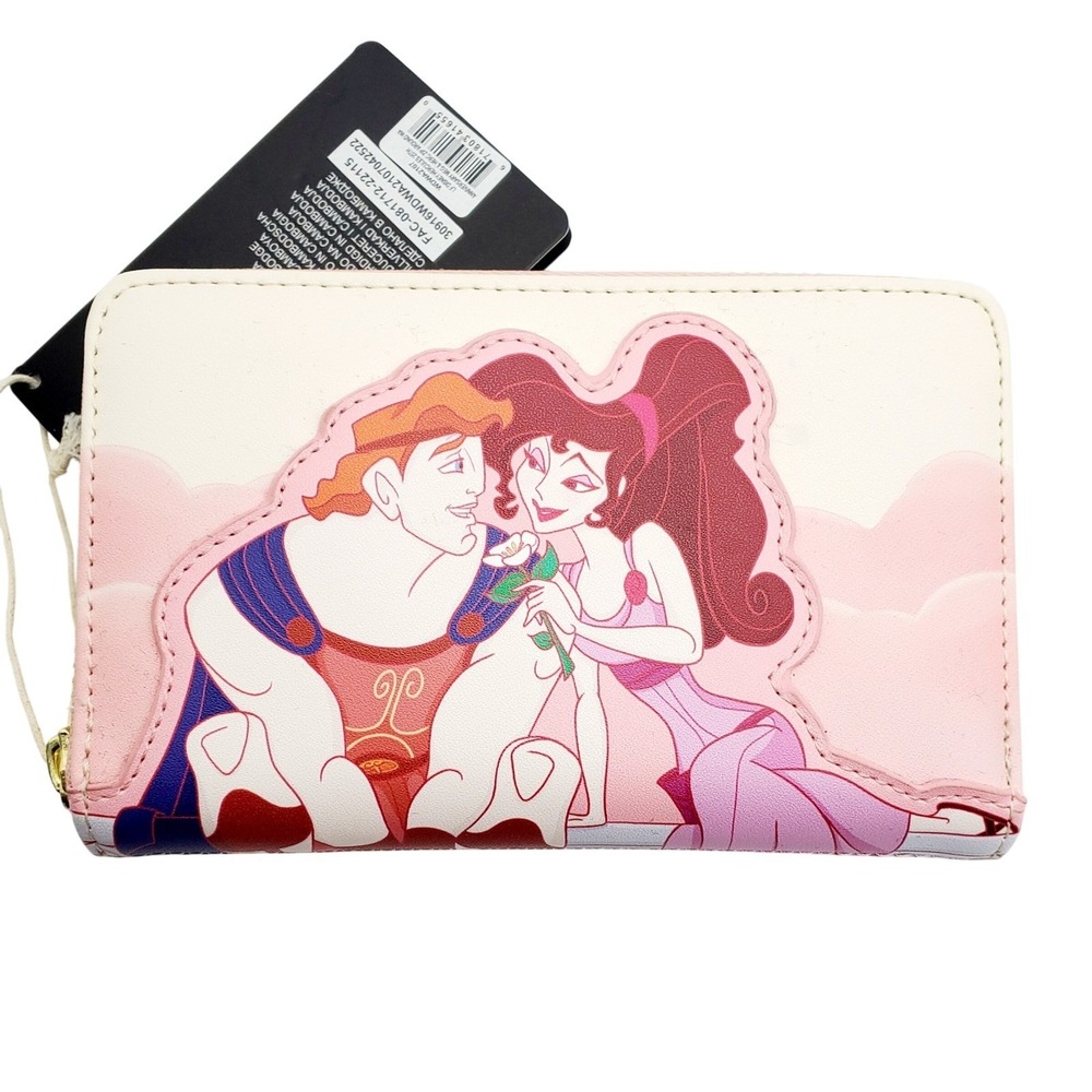 Loungefly Disney Hercules 25th Anniversary Meg & Hercules Zip Around Wallet Pink